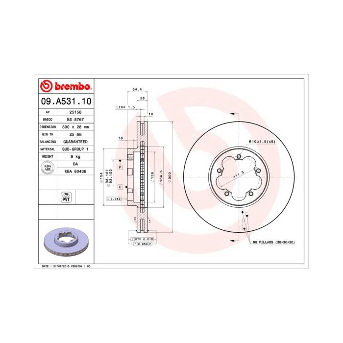 BREMBO Bremsscheibe 09.A531.10