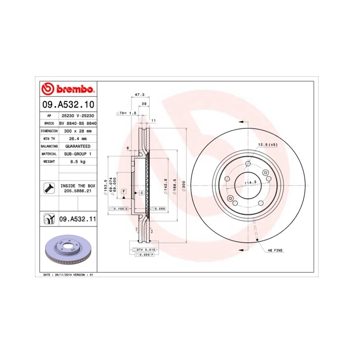 BREMBO COATED DISC LINE Bremsscheibe 09.A532.11