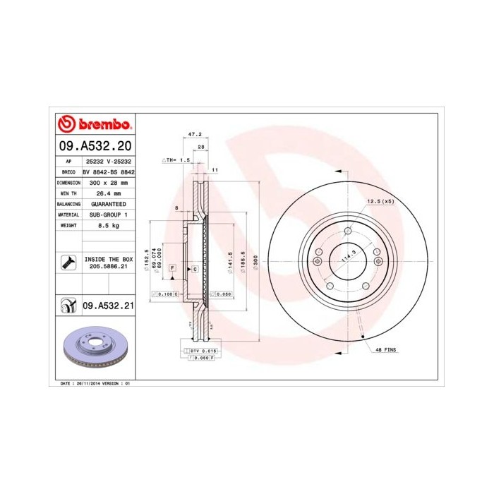 BREMBO Bremsscheibe 09.A532.20