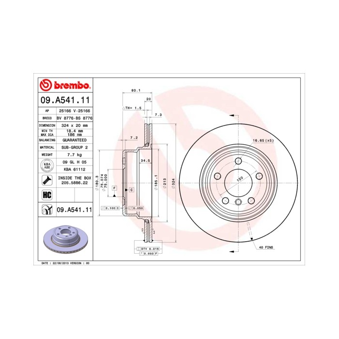 BREMBO COATED DISC LINE Bremsscheibe 09.A541.11