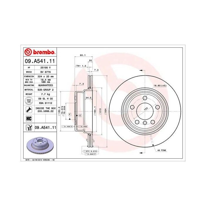 BREMBO COATED DISC LINE Bremsscheibe 09.A541.11
