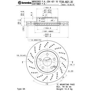 BREMBO COATED DISC LINE Bremsscheibe 09.A621.31