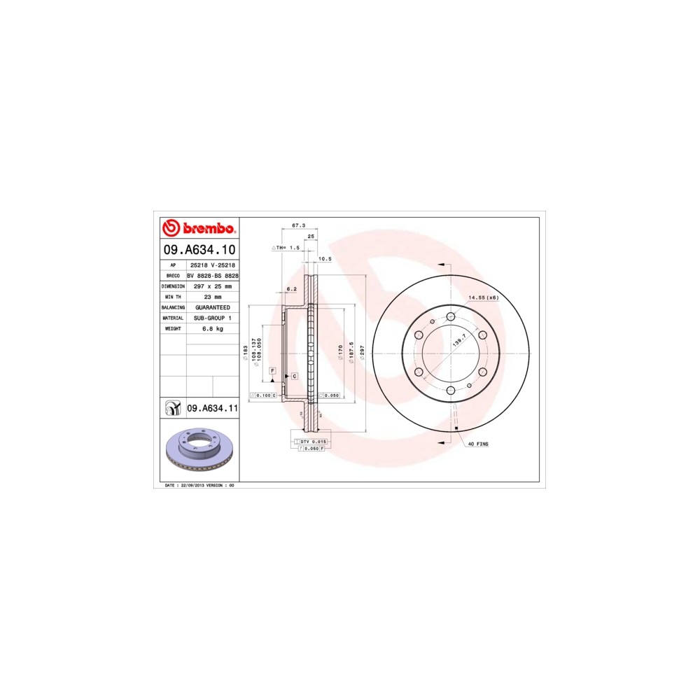 BREMBO Bremsscheibe 09.A634.10