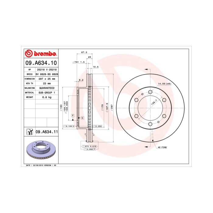 BREMBO Bremsscheibe 09.A634.10