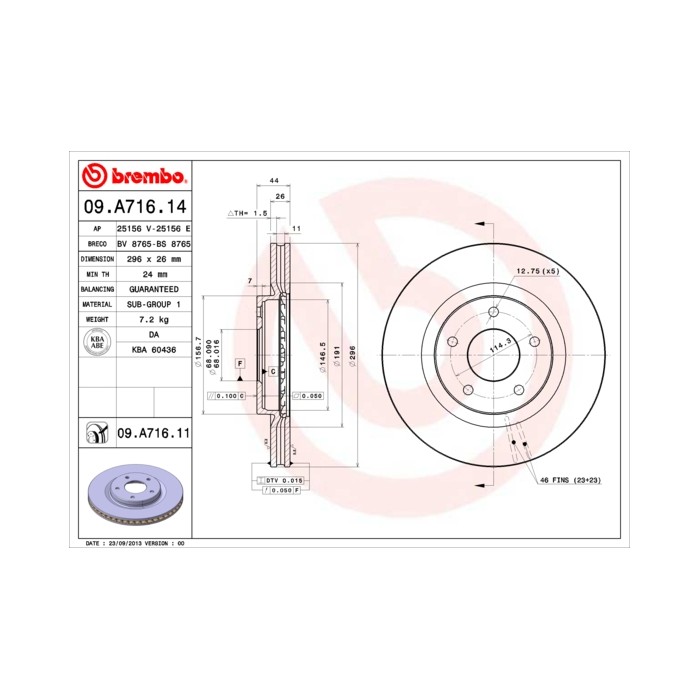 BREMBO Bremsscheibe 09.A716.14