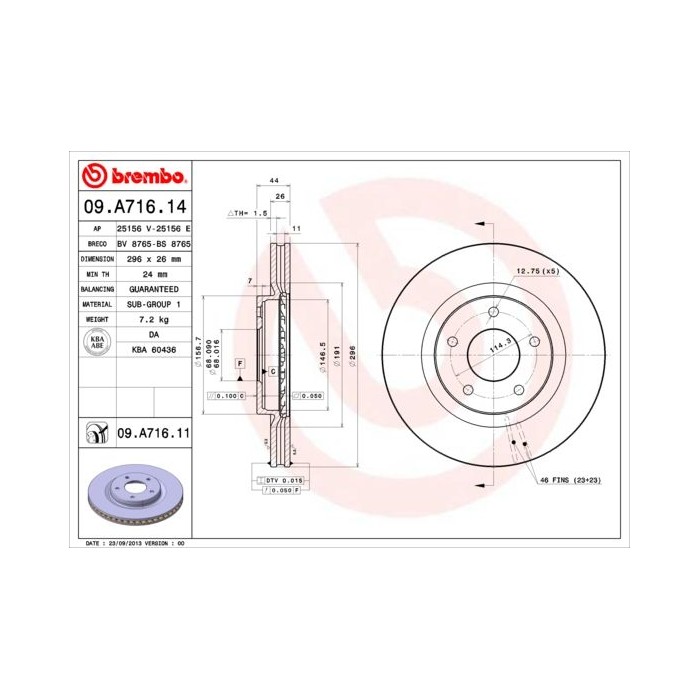 BREMBO Bremsscheibe 09.A716.14