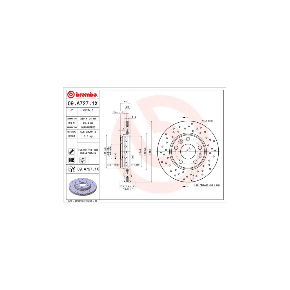 BREMBO XTRA LINE Bremsscheibe 09.A727.1X
