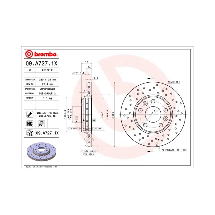 BREMBO XTRA LINE Bremsscheibe 09.A727.1X