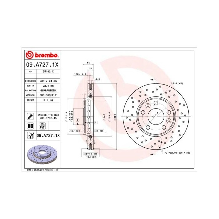 BREMBO XTRA LINE Bremsscheibe 09.A727.1X