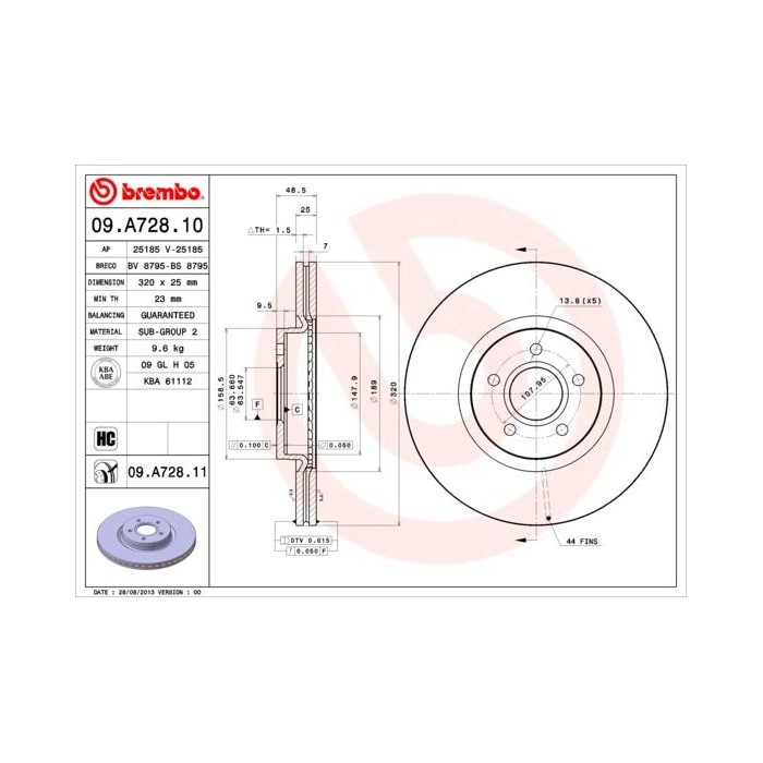 BREMBO COATED DISC LINE Bremsscheibe 09.A728.11