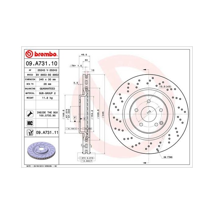 BREMBO COATED DISC LINE Bremsscheibe 09.A731.11