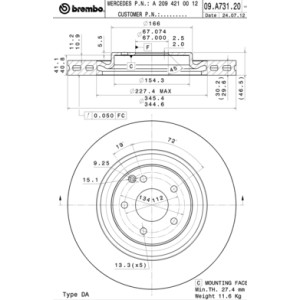 BREMBO COATED DISC LINE Bremsscheibe 09.A731.21