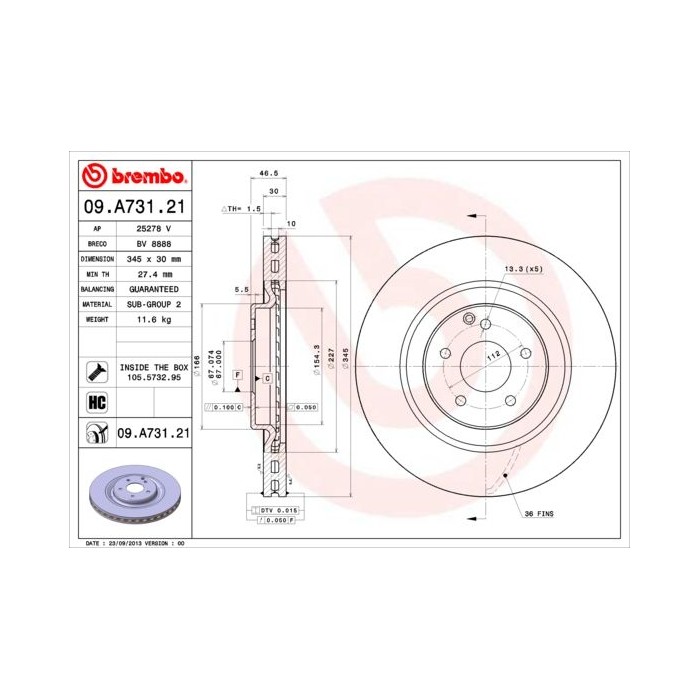 BREMBO COATED DISC LINE Bremsscheibe 09.A731.21