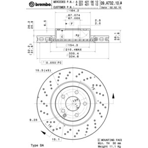 BREMBO COATED DISC LINE Bremsscheibe 09.A732.11