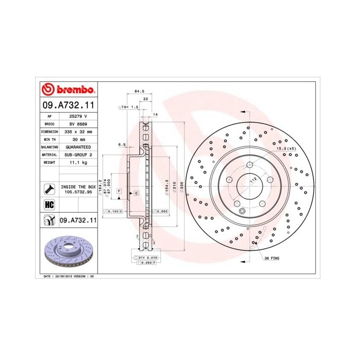 BREMBO COATED DISC LINE Bremsscheibe 09.A732.11