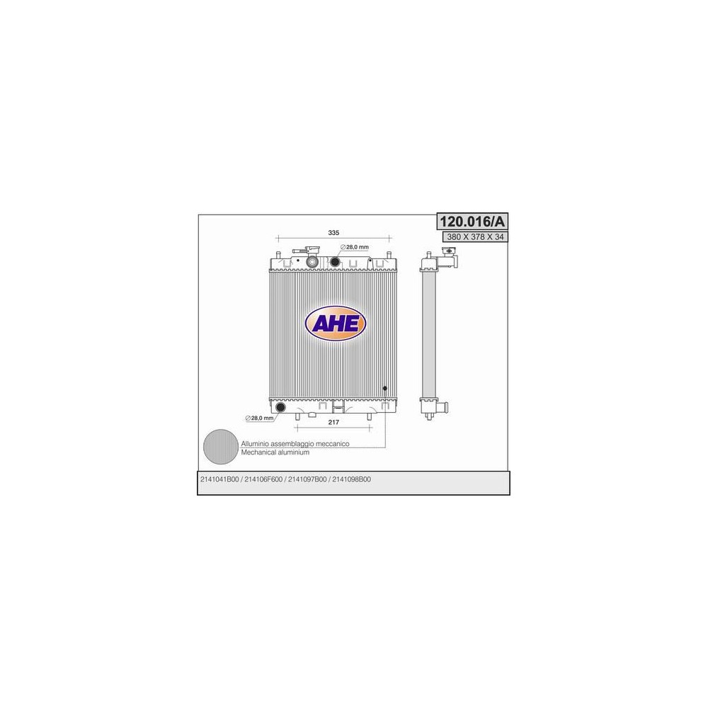 AHE Kühler, Motorkühlung 120.016/A