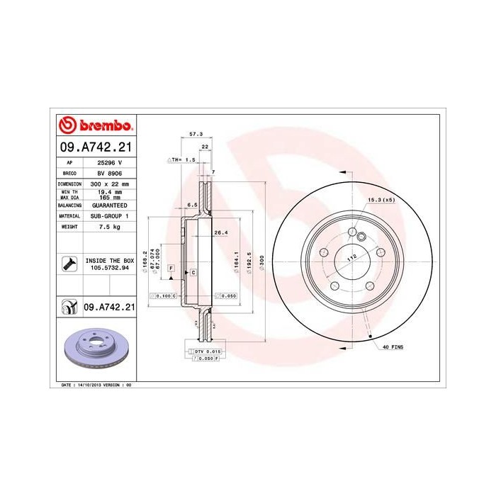 BREMBO COATED DISC LINE Bremsscheibe 09.A742.21