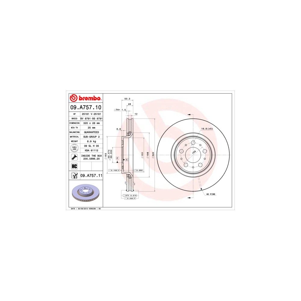 BREMBO COATED DISC LINE Bremsscheibe 09.A757.11