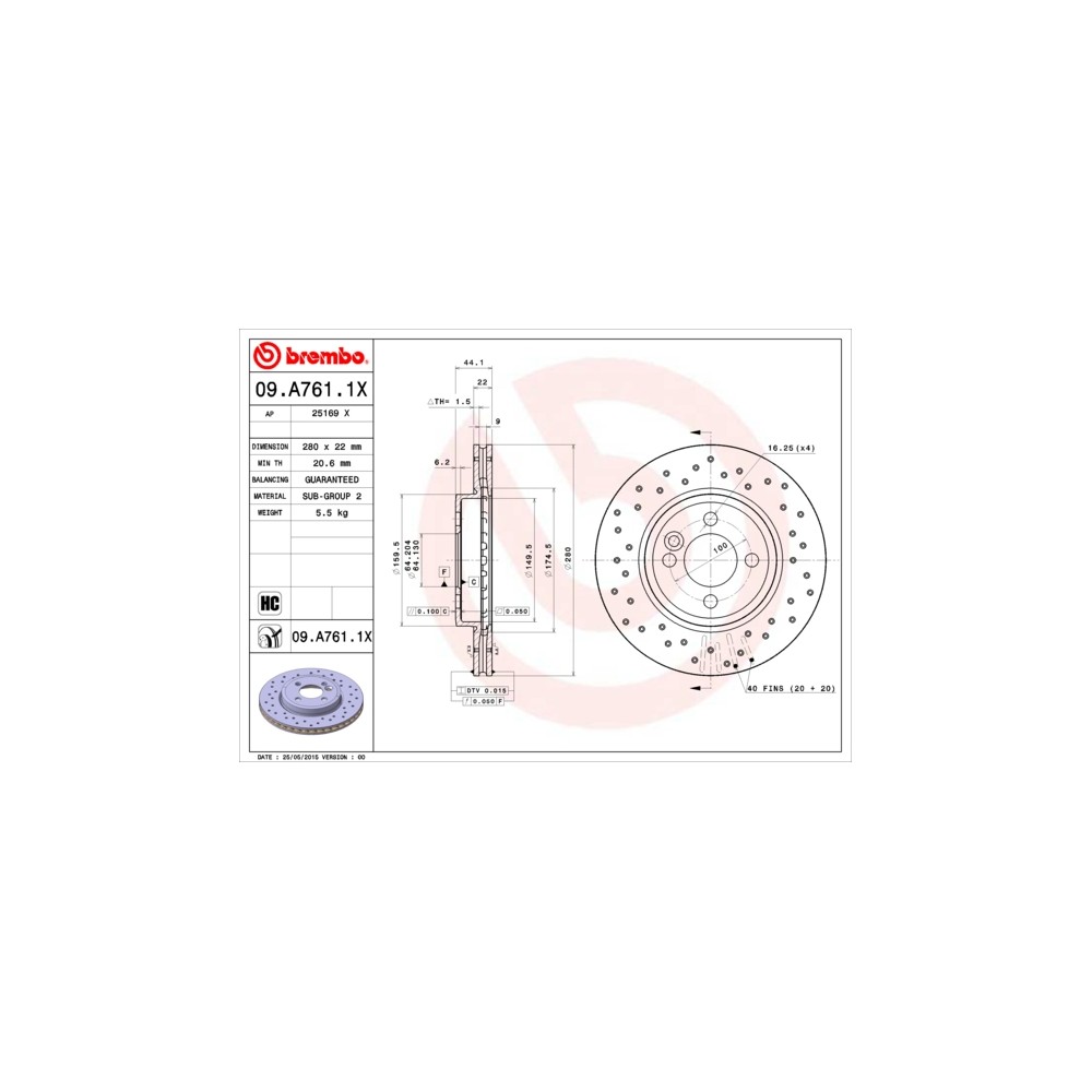 BREMBO XTRA LINE Bremsscheibe 09.A761.1X