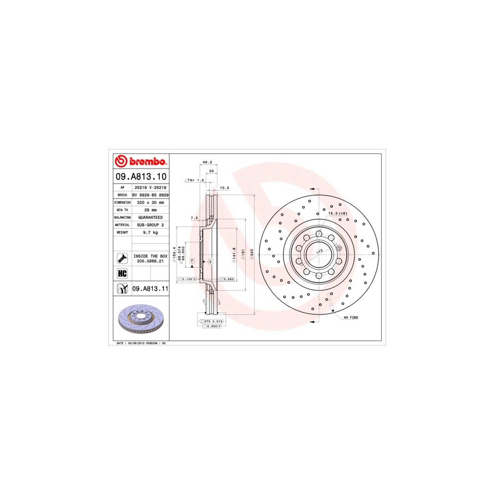 BREMBO COATED DISC LINE Bremsscheibe 09.A813.11