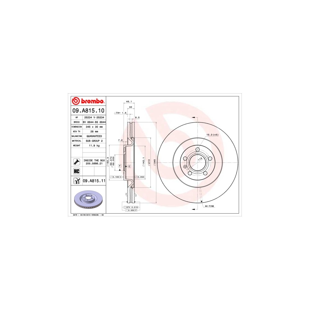 BREMBO COATED DISC LINE Bremsscheibe 09.A815.11