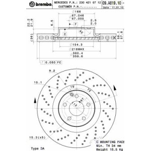 BREMBO COATED DISC LINE Bremsscheibe 09.A819.11