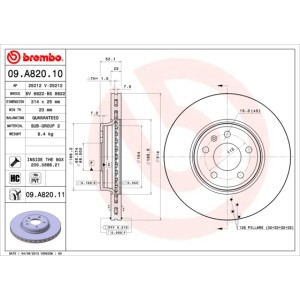 BREMBO Bremsscheibe 09.A820.10