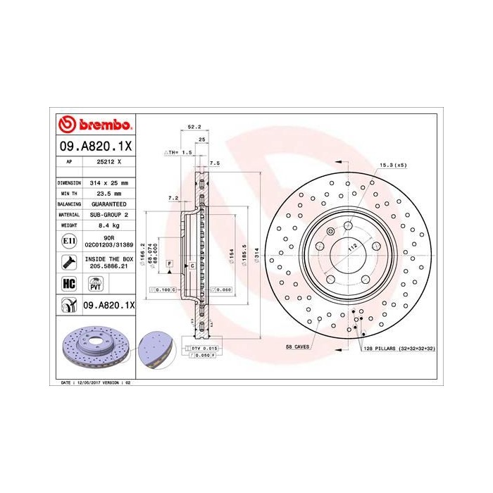 BREMBO XTRA LINE Bremsscheibe 09.A820.1X