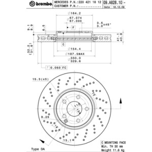 BREMBO COATED DISC LINE Bremsscheibe 09.A828.11