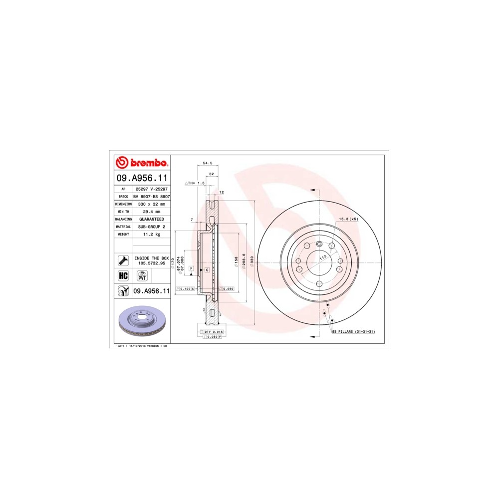 BREMBO COATED DISC LINE Bremsscheibe 09.A956.11