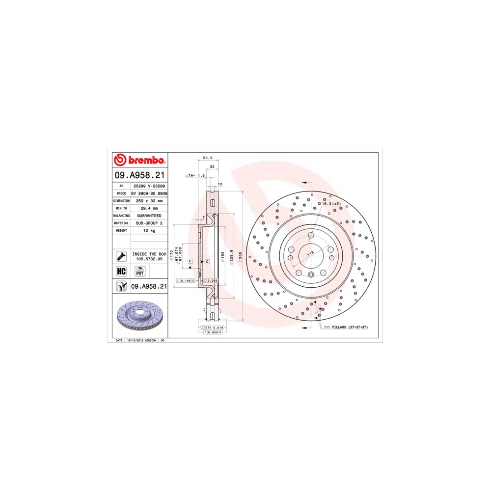 BREMBO COATED DISC LINE Bremsscheibe 09.A958.21