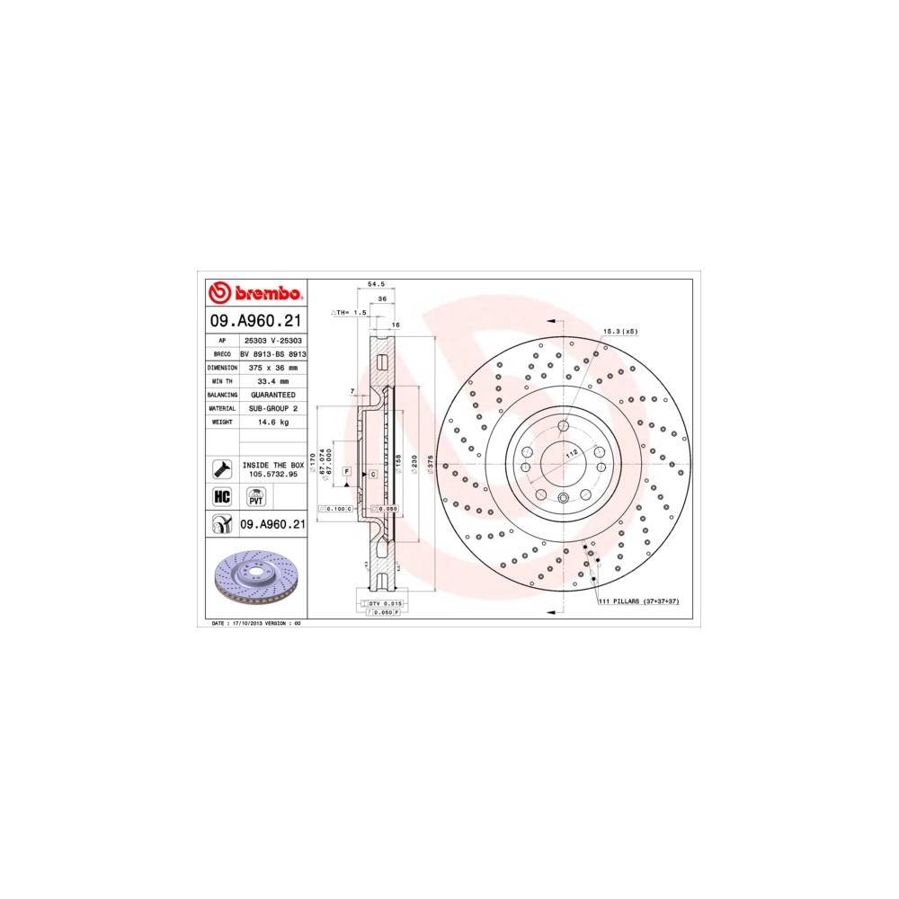BREMBO COATED DISC LINE Bremsscheibe 09.A960.21