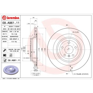 BREMBO COATED DISC LINE Bremsscheibe 09.A961.11
