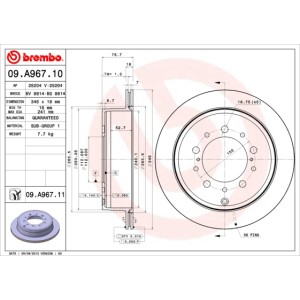 BREMBO Bremsscheibe 09.A967.10
