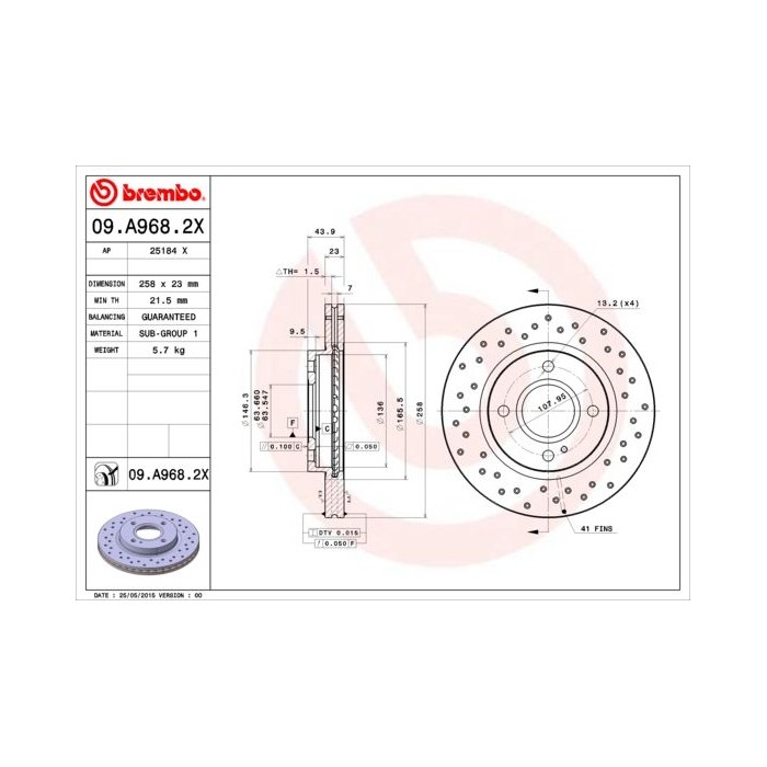 BREMBO XTRA LINE Bremsscheibe 09.A968.2X