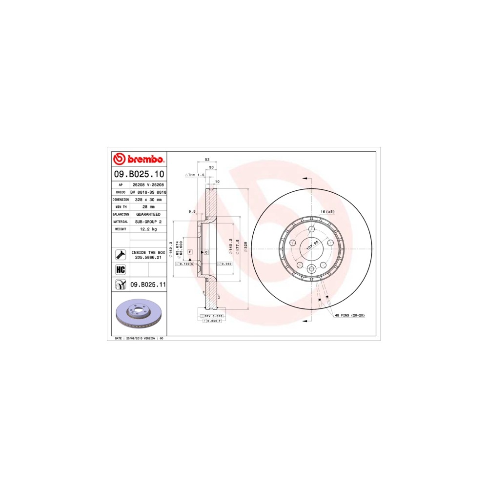BREMBO COATED DISC LINE Bremsscheibe 09.B025.11