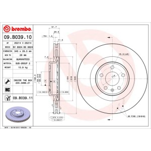 BREMBO COATED DISC LINE Bremsscheibe 09.B039.11