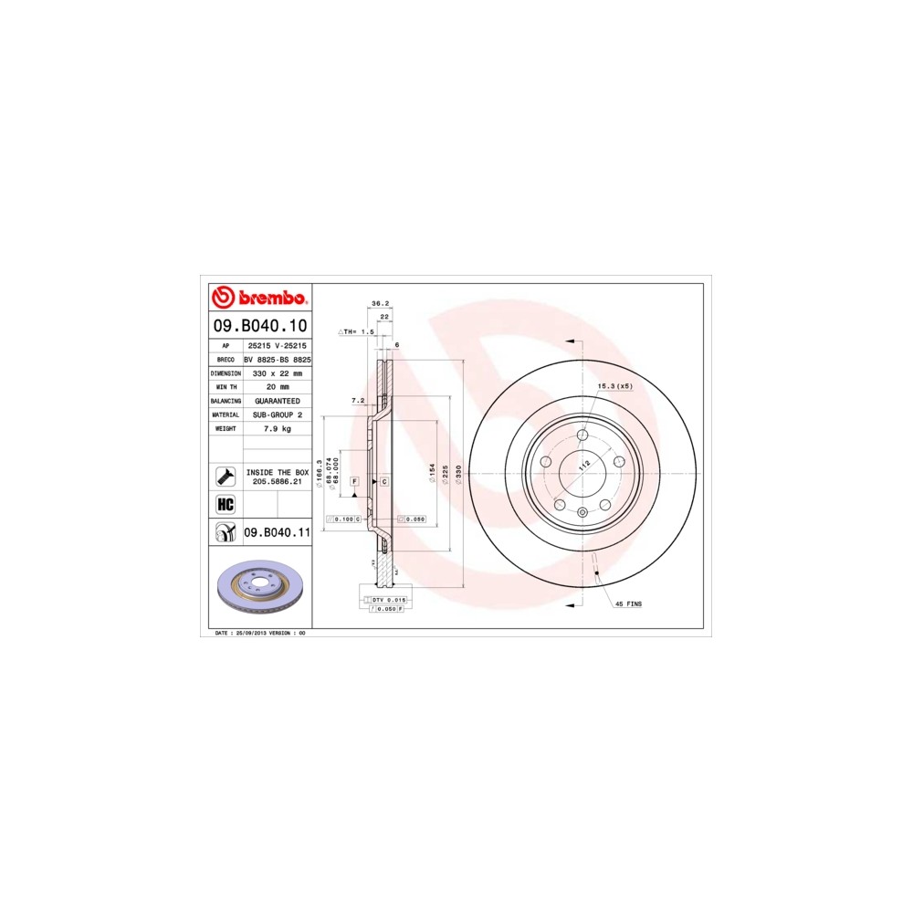 BREMBO COATED DISC LINE Bremsscheibe 09.B040.11