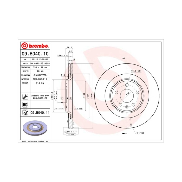BREMBO COATED DISC LINE Bremsscheibe 09.B040.11
