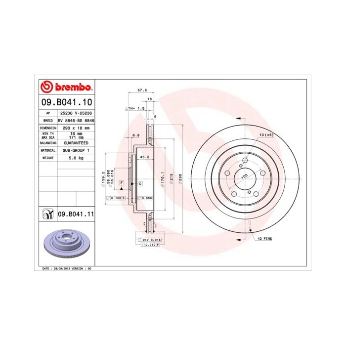 BREMBO COATED DISC LINE Bremsscheibe 09.B041.11