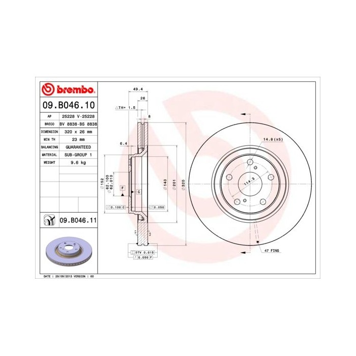 BREMBO COATED DISC LINE Bremsscheibe 09.B046.11