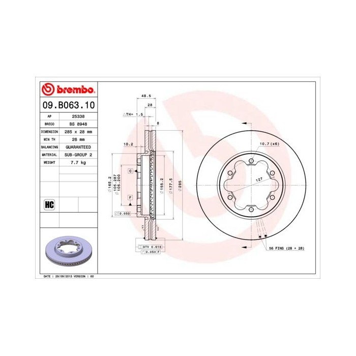 BREMBO Bremsscheibe 09.B063.10