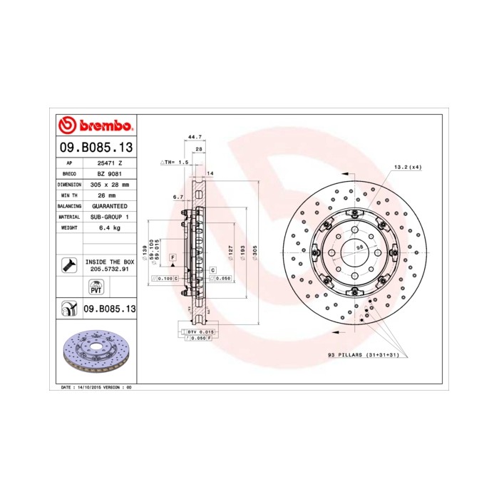 BREMBO TWO-PIECE FLOATING DISCS LINE Bremsscheibe 09.B085.13