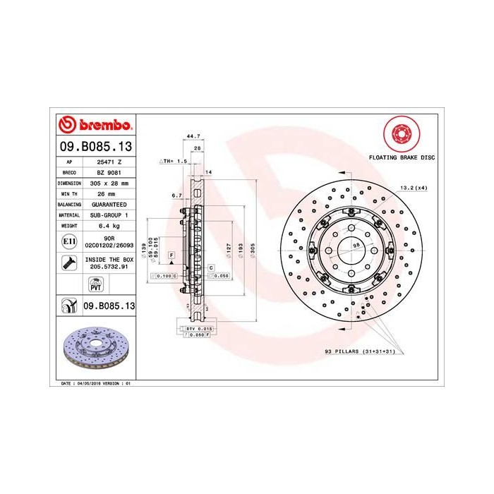 BREMBO TWO-PIECE FLOATING DISCS LINE Bremsscheibe 09.B085.13