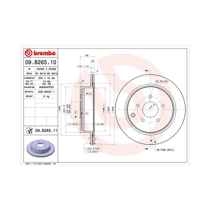 BREMBO COATED DISC LINE Bremsscheibe 09.B265.11