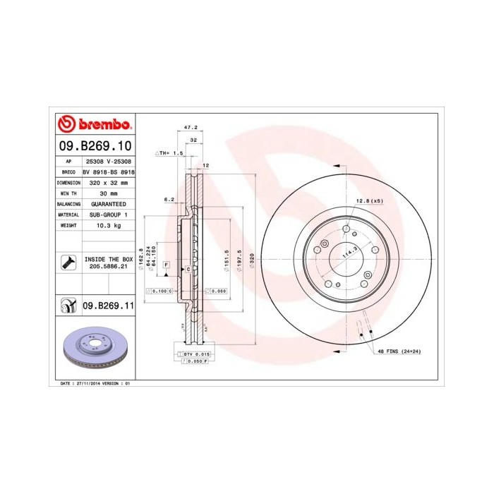 BREMBO Bremsscheibe 09.B269.10