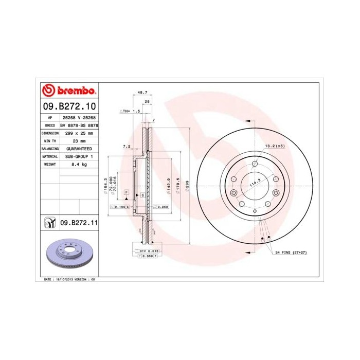 BREMBO Bremsscheibe 09.B272.10