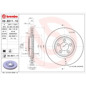 BREMBO COATED DISC LINE Bremsscheibe 09.B311.11