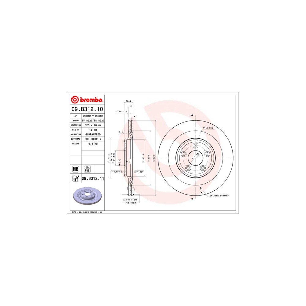 BREMBO COATED DISC LINE Bremsscheibe 09.B312.11