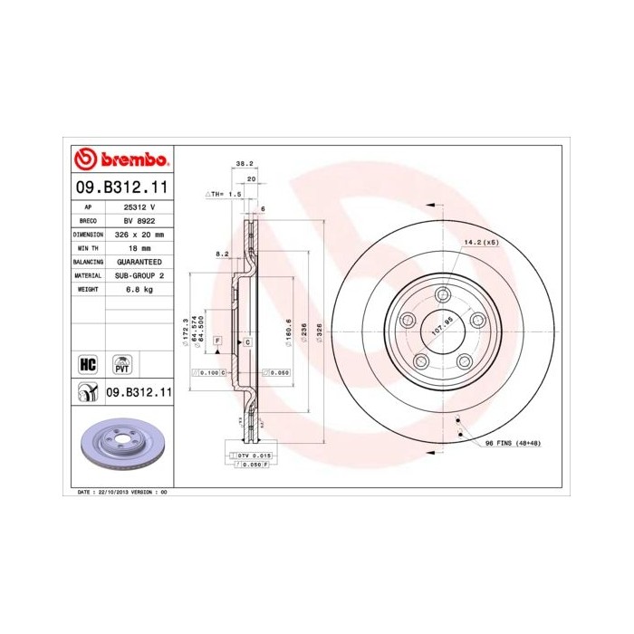 BREMBO COATED DISC LINE Bremsscheibe 09.B312.11